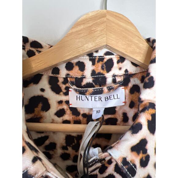 NWT Hunter Bell Robinson Leopard Print Puff Sleeves Mini Dress Brown Size: 10 - Picture 4 of 8